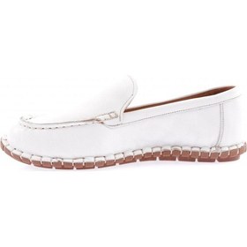 Resim Dgn 603-23y Kadin Dikiş Detayli Loafer Ayakkabi 603-2109-R0198 Beyaz 