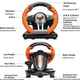 Resim Coverzone Direksiyon Seti – 180° Dönüş, Çift Motor Titreşim, Pedal ve Vitesli Oyun Direksiyonu | PXN V3 Pro 