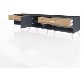 Resim Hyperion Tv Ünitesi Tek Raflı 2 Çekmeceli Tek Kapaklı 220x44x51 Antrasit-antrasit/çam Antrasıt/atlas Çam - Antrasıt 