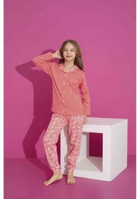 Resim Tarık 6-13 Yaş Kız Çocuk Önden Düğmeli Pijama 3021250 - Nar Çiçeğ Nar Çiçeği 