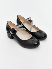 Resim LC Waikiki Siyah Parlak Taşlı Kız Çocuk Topuklu Ayakkabı 