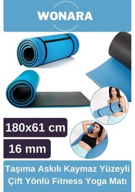 Resim Pratik Taşıma Askılı Kaymaz Yüzeyli Çift Yönlü Fitness Yoga Matı Kamp Çadır Spor Minderi 180x61 Cm Çok Renkli 