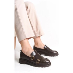 Resim Sermoda Loafer Kadın Ayakkabı - Makosen Tokalı Casual Günlük Kadın Ayakkabı Rugan Kahve 