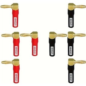 Resim Xuweiwei 24k Altın Kaplama Hoparlör Kablosu Muz Pili 8li Set 90 Derece Yaprak Yapı 