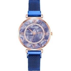 Resim Hanyang Mavi Yeni Bayanlar Lüks Saatler Örgü Mıknatıs Toka Kristal Kuvars Izle Kadınlar Için Küçük Rahat Bilezik Saatler Relogio Feminino Saat (Yurt Dışından) 