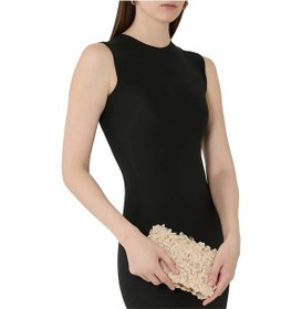 Resim Kurt Geiger Crystal Kensington Taşlı Lüks Tasarım Kadın Clutch Bej 