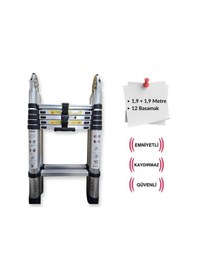Resim Endokon 190+190 Cm. 6+6 Basamak A Tipi Teleskopik Alüminyum Merdiven - Uzayan Merdiven 