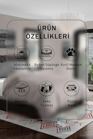 Resim Monnhein Yıkanabilir Halı ve Yolluk - Kaymaz Tabanlı Salon Halısı, Mutfak Halısı, Modern Dijital Baskı Tasarım (0285) 