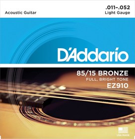 Resim D'Addario EZ910 85/15 Bronze Akustik Gitar Teli - Light (11-52) 