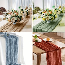 Resim 5 adet Polyester Masa Örtüsü Kumaş Düz Renk Pileli Masa Bayrağı - Zarif Tatil Masa Dekorasyonu, Dayanıklı, Bakımı Kolay, Yemek Masaları, Düğün Dekorasyonları, Ev Dekorasyonu, Parti Dekorasyonu için Mükemmel 