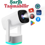Resim Teknoşık Android 11 4K 1080p Şarjlı Projeksiyon Cihazı 200 ANSI Lümen Akıllı Mini Projektör 