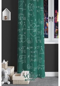 Resim Matematik Desenli Fon Perde Genç Odası Oturma Odası Süet Dijital Baskılı Ekstrafor Büzgü Tek Kanat Çok Renkli 