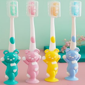 Resim Sevimli Karikatür Tavşan Tasarımı ile Gençlerin Yumuşak Kıl Duş Fırçası - 4 Renk (Mavi, Pembe, Sarı, Açık Mavi) | Hassas Diş Eti ve Dişler için Nazik | Kolay Temizlik ve Bağlama Oyunu için Dayanıklı Mikrofiber Fırça 