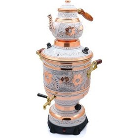 Resim ERİZA Eriza 6 Litre 220V Elektrikli Işlemeli Bakır Semaver 