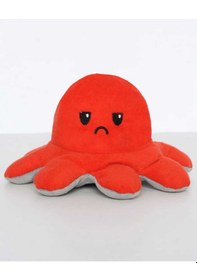 Resim Mod Değiştiren Ahtapot Duygulu İki Yüzlü Peluş Oyuncak 20 Cm Hediyelik Uyku Arkadaşı Kırmızı 