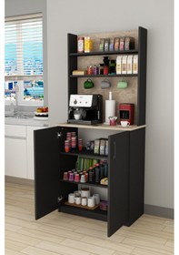 Resim %100 Mdflam Kahve Köşesi Çok Amaçlı Mutfak Dolabı Kahve01 Antrasit - Sidon Antrasit - Sidon 