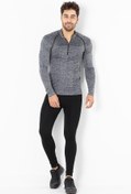 Resim MioFit Erkek Ultimate Fermuar Yakalı Uzun Kollu Dikişsiz Spor Tişört 