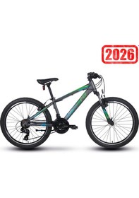 Resim Shimano Carraro Force 400 24 Jant Çocuk Bisikleti Antrasit Yeşil 9-13 Yaş Siyah 