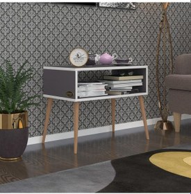 Resim Kenzlife Komodin Dumrul Gri 57 70 39 Ahşap Ayaklı Komidin Kitaplık 