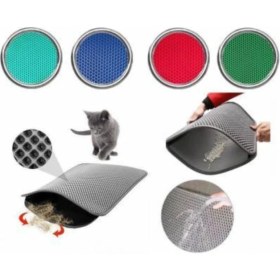 Resim Elekli Kedi Tuvalet Önü Paspası 60X45 Cm, Şık ve Koruyucu Lacivert Renk. 