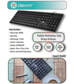 Resim Dexim DKA003 KM-108 Türkçe Kablolu Klavye 