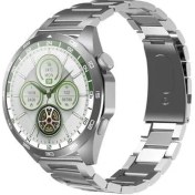 Resim Wearfit Pro Gt4 Max Gümüş Yuvarlak Spor Akıllı Saat 3 Kordonlı Çelik, Deri ve Silikon Kordon Huawei Samsung Apple iPhone 