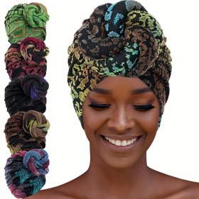 Resim Kadınlar İçin Renkli Boho Türban Şapka - Vintage Çok Renkli Baskılı, Yumuşak Rahat Polyester Başlık Üst Düğümlü Spiral Çiçek Tasarımı ile, Hafif ve Nefes Alabilir, Günlük Kullanım veya Kemoterapi Hastaları İçin İdeal, Günlük Başlık | Düğümlü Başörtüsü | Polyester Lif Kap 