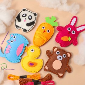 Resim Başlangıç Dikiş Seti - 6 Parça El Yapımı Hayvan Kolye Ucu Paketi, Keçe Malzeme, Kızlar İçin Kolay ve Eğlenceli Doğum Günü Hediyesi (El İşi Sanat Projesi) 