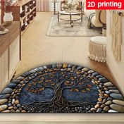 Resim 1 adet Hayat Ağacı Hoş Geldiniz Paspası, Kaymaz Yıkanabilir Polyester Kapı Matı Veranda/Oturma Odası/Yatak Odası/Ofis ve Dış Mekan Dekoru için, Makine Yapımı Dikdörtgen Ev Dekorasyonu, İlkbahar/Yaz Hediyesi, Ön Kapı için Dış Mekan Hoş Geldiniz Paspası 