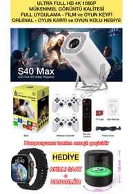 Resim Besenders S40 ORJ 1080P MAX Taşınabilir Projeksiyon Son Versiyon Android Wifi BT Oyun Akıllı Sinema Projektör 