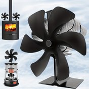 Resim 6 Bıçaklı Isı Gücüne Dayalı Odun Sobası Fanı - Elektriksiz, Odun & Gaz Isıtma İçin Mükemmel - Şükran Günü, Cadılar Bayramı, Noel Hediyeleri İçin İdeal - Siyah Alüminyum Alaşım, Noel İçin En İyisi, Şükran Günü İçin Mükemmel 