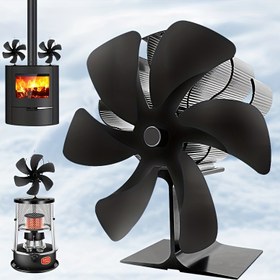 Resim 6 Bıçaklı Isı Gücüne Dayalı Odun Sobası Fanı - Elektriksiz, Odun & Gaz Isıtma İçin Mükemmel - Şükran Günü, Cadılar Bayramı, Noel Hediyeleri İçin İdeal - Siyah Alüminyum Alaşım, Noel İçin En İyisi, Şükran Günü İçin Mükemmel 