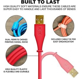 Resim Dj Techtools Chroma Usb-A To B - 1.5mt | Right Angled Neon Orange 