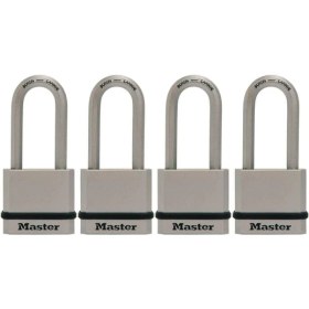 Resim M530XKADLHCCSEN Asma Kilit Kaplamalı Askı ve 5,1 cm Ütü Mesafesi, Aynı Kapanır, 1,9 cm Genişliğinde 4'lü Paket Keyed Alike 
