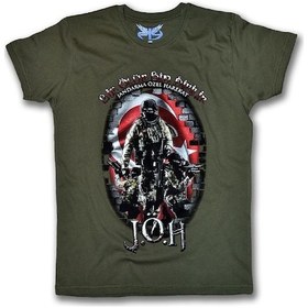 Resim Jandarma Özel Harekat Erkek Kısa Kollu T-Shirt - Haki Yeşil Çok Renkli 