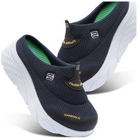 Resim Sandal Spor Kadın Dolgu Taban Ortopedik File Sabo Doktor Hemşire Hastane Aşçı Terlik Lacivert 