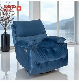 Resim Smarto Relax Tv Koltuğu Akat Elektrikli Sırt Dayanağı Kontrol Panelli Ergonomik Kadife Polyester Mavi Dekoratif Baba Koltuğu Mavi 