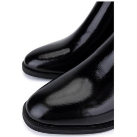 Resim Tamer Tanca Kadın Hakiki Deri Siyah Rugan Topuklu Bot 488 4001 Bn Bot Sk25-26 Sıyah Rgn Siyah 