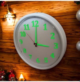 Resim Fosforlu Beyaz Duvar Saati Bombeli Cam Çap 28 Cm Beyaz 