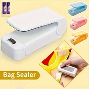Resim Taşınabilir Çanta Sızdırmazlık Makinesi - 3 Renk Seçeneği (Mavi/Pembe/Turuncu) ile Gıda Saklama, Atıştırmalık ve Seyahat İçin Mini El Tipi Mühürleme Aparatı - Elektriksiz, Dayanıklı Plastik Gövde, Kompakt Tasarım 