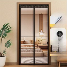 Resim 1 adet 2025 Yeni Üst Düzey Manyetik Sivrisinek Geçirmez Kapı Perdesi, 4 Mevsim Polyester Dokuma Yarı Şeffaf File Elde Yıkanabilir, Şık Çağdaş Stil, Çoklu Bileşenlerle Yıkanabilir, 90-100 g/ Kumaş Ağırlığı 