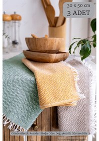 Resim 3 Adet 35x50cm Elmas Desen Mutfak Havlusu, Dekoratif Havlu, 