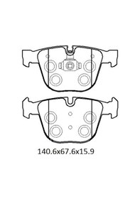 Resim Bmw 5 Serı E60 04/10 Arka Fren Balatası Kablosuz Disk 140.6x67.6x15.9 Bramax - Fren Ve Ekipmanları 