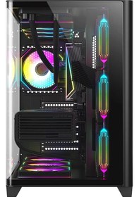 Resim Dragos Ocean Curved Pro 750W 80+ Temperli Cam Atx Mid Tower Oyuncu Bilgisayar Kasası Siyah 