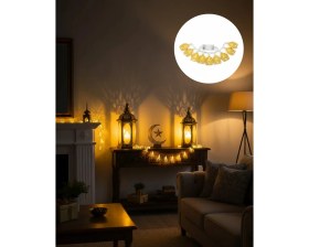 Resim Belle Fusion Mey Ithalat® Dekoratif Ramazan LED Işık Pilli Cami Tasarımlı Zincir Aydınlatma 