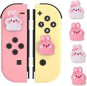 Resim NANANINO Silikon Joycons Başparmak Kavrama Kapakları, Joystick Kapak Nintendo Switch, OLED, Switch Lite ile Uyumlu - Tavşan 