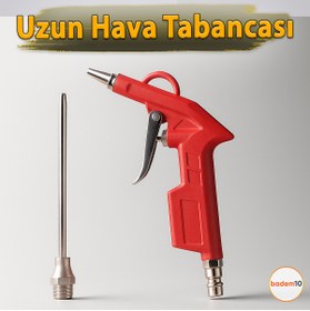 Resim Badem10 Uzun Ağızlı Uçlu 1/4" Kompresör Uyumlu Hava Üfleme Tabancası Temizlik Toz Giderme Tabancası Ucu 