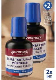 Resim Mavi Yazı Tahta Kalemi Mürekkebi 30 Ml 2 Adet Penmark Tahta Kalemi Mürekkepi Kolay Silinebilir Doldurulabilir Canlı 
