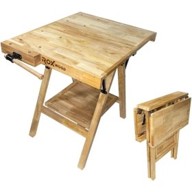 Resim Rox Wood 0338 Mengeneli Katlanır Ahşap Marangoz Çalışma Tezgahı 