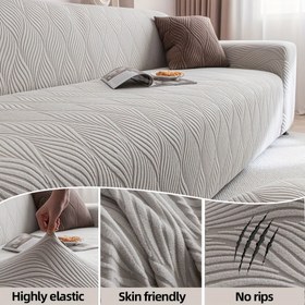 Resim Yüksek Esneklikli Düz Renk Kanepe Kılıfı, Jakarlı Kumaş, Kaymaz Koltuk Yastık Kılıfı, Makinede Yıkanabilir, Basit Modern Tarz, 1/2/3/4 Kişilik Kanepler İçin Uygun, Oturma Odası Ev Dekoru 